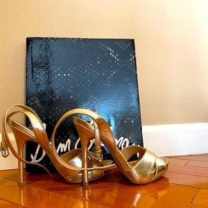 NWT NIB Sam Edelman Eliza heels in chrome metallic